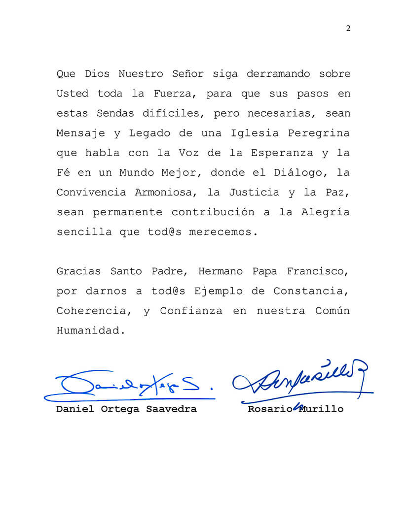 nicaragua saluda seis a&ntilde;os de historico pontificado del papa francisco